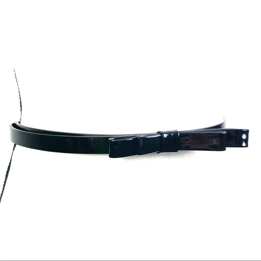 Black Patent Leather Adjustable Bow Belt